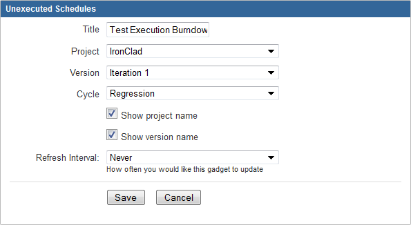 Editing test execution burndown