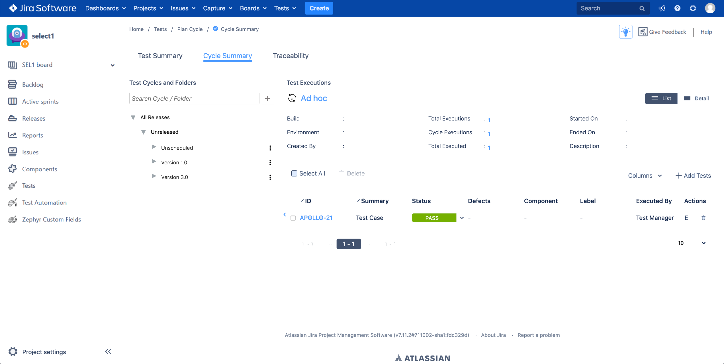 Cycle summary page without hidden releases