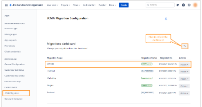 Migration dashboard