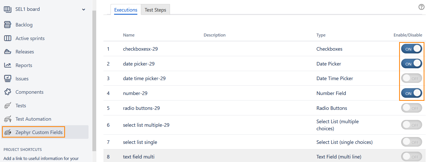 Project level custom field