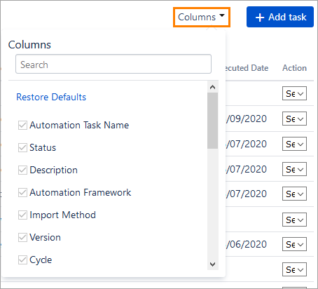 Columns customization